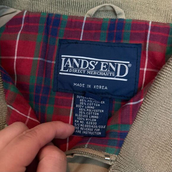 Lands' End Harrington-style plaid lined barn jacket - Picture 3 of 5
